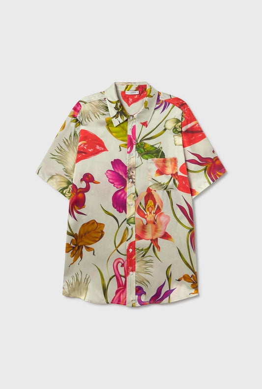 Silk Laundry Short Sleeve Boyfriend Shirt (Wonderland)