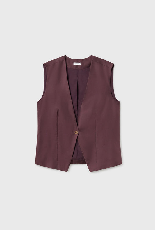 Silk Laundry Twill Slouch Vest (Cacao)