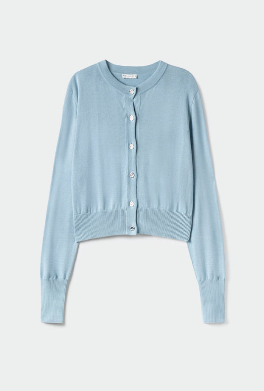 Silk Laundry Cropped Cardigan (Sky)