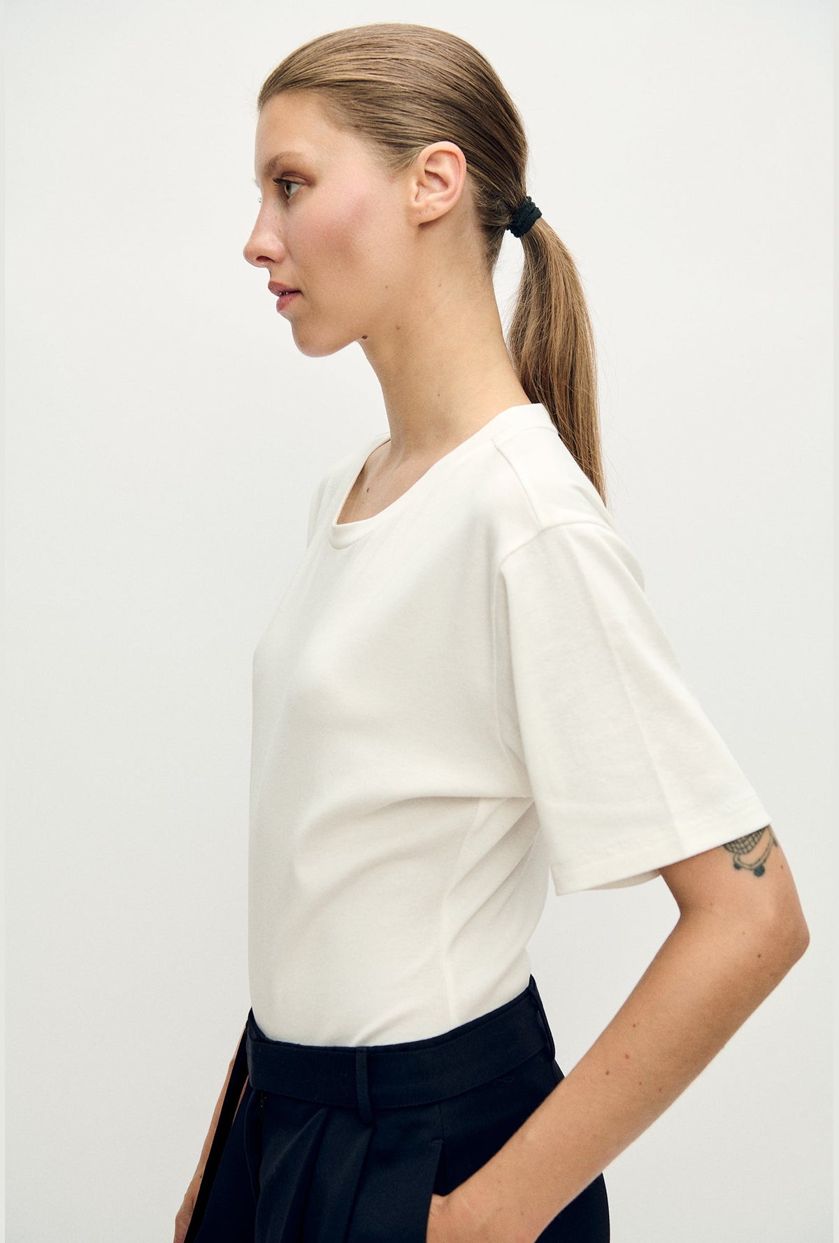 Silk Laundry Bodysuit Tee (White)