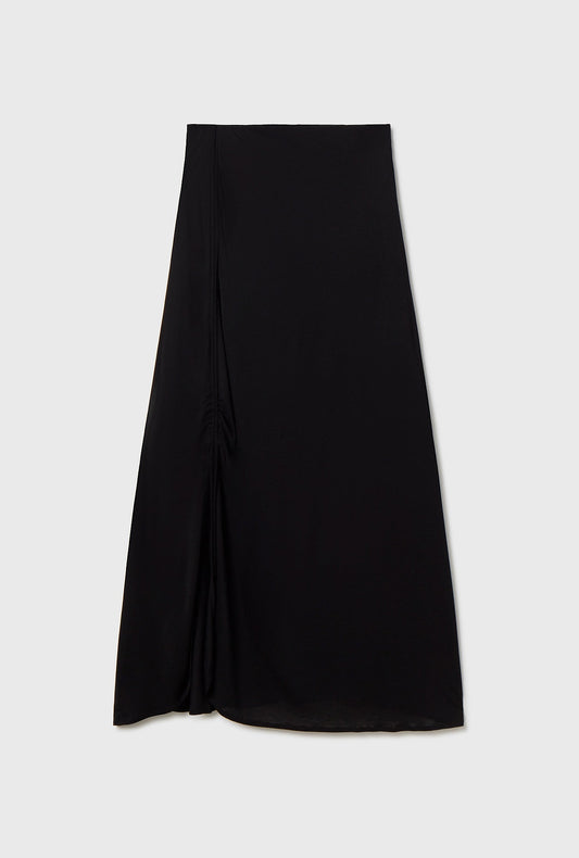 Silk Laundry Jersey Modal Ruched Skirt (Black)