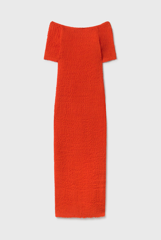 Silk Laundry Pebble Off The Shoulder Dress (Snapper)