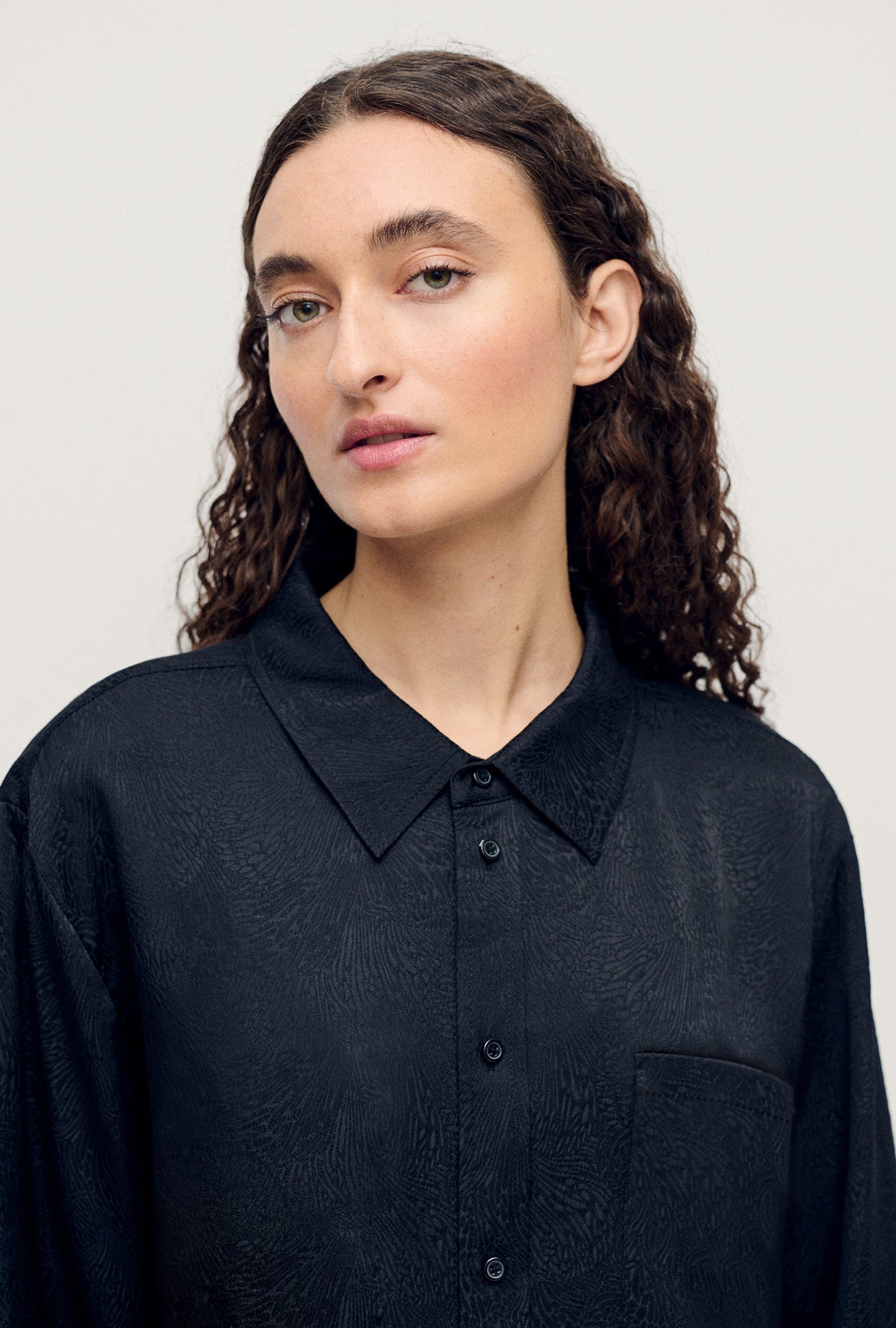 Silk Laundry Boyfriend Shirt (Coral Jacquard)