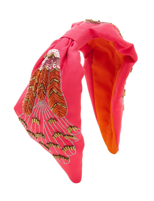 Colette FEATHER BEAD AND EMBROIDERY WIDE KNOT HEADB (Print)