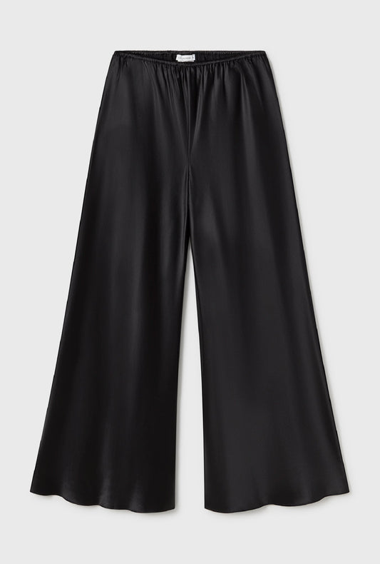 Silk Laundry Wide Bias Pants Raw Edge (Black)