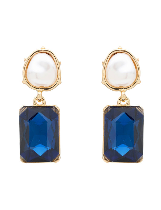 GROUP48 PEARLINE RECTANGLE STONE EARRING (Print)