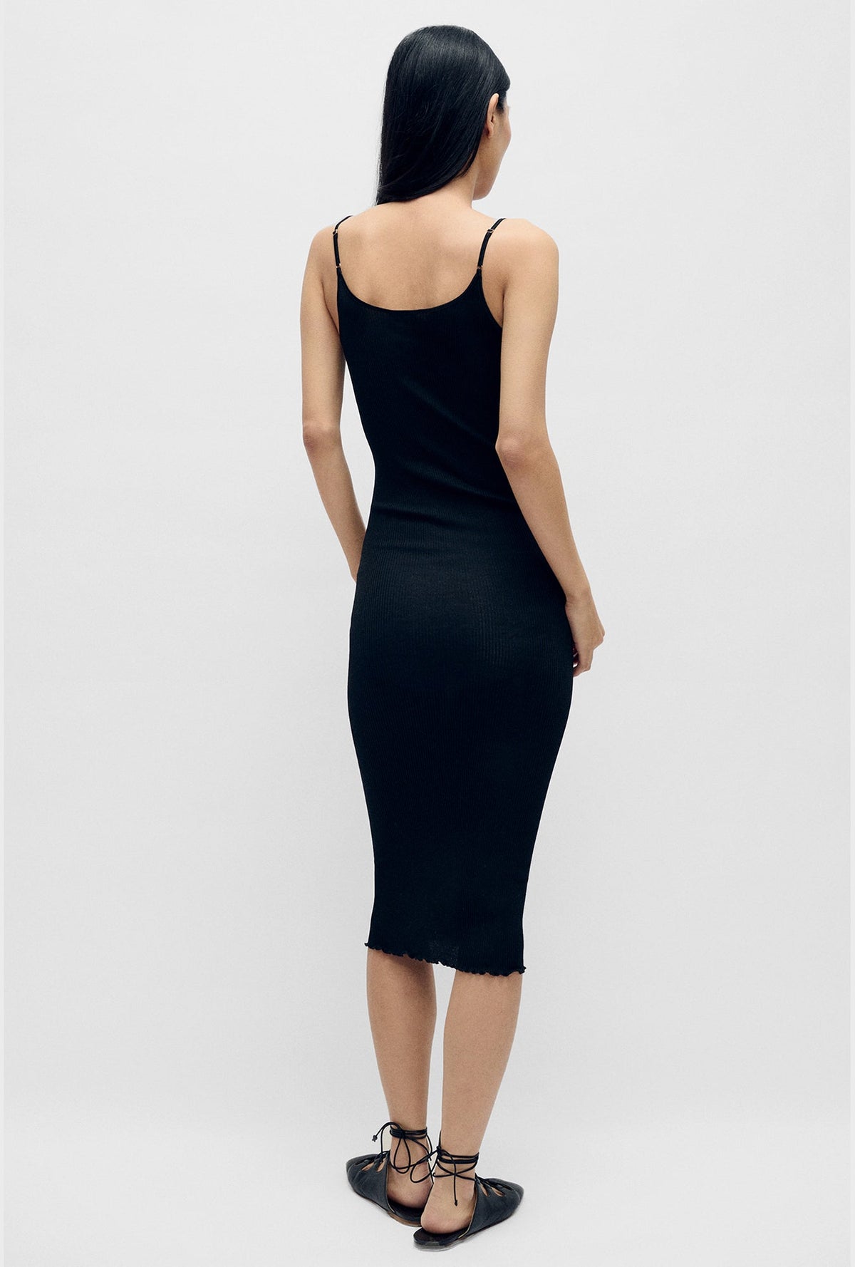 Laundry Silk Wool Ribbed Essential Slip (Black)