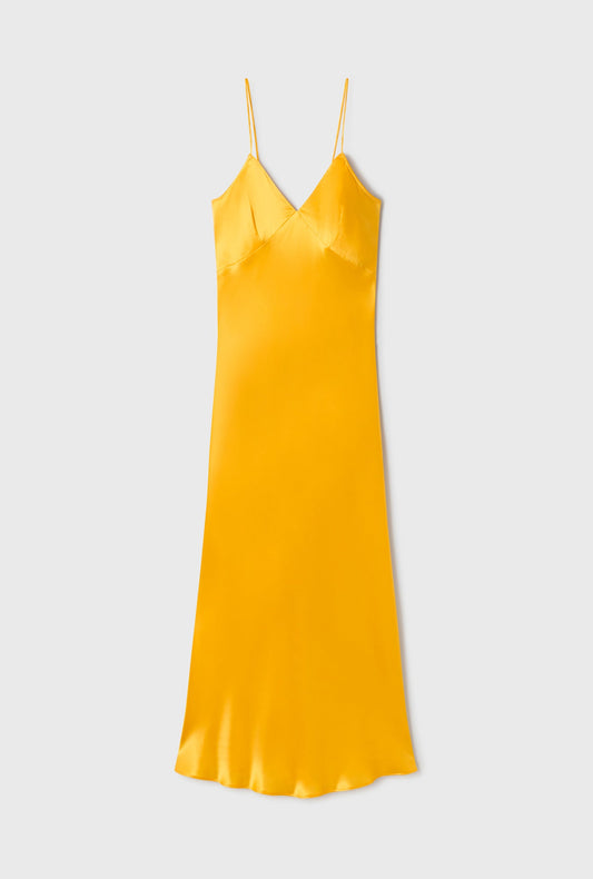 Silk Laundry Deco Rouleau Dress (Marigold)