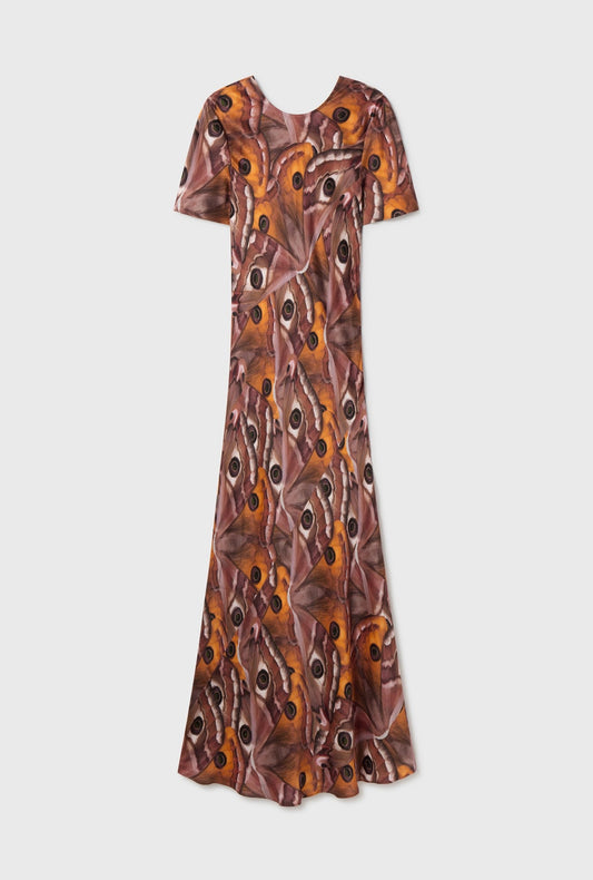 Silk Laundry Short Sleeve Bias Dress (Wingspan)