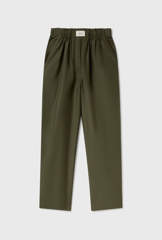 Cotton Silk Paper Bag Pants (Pine)