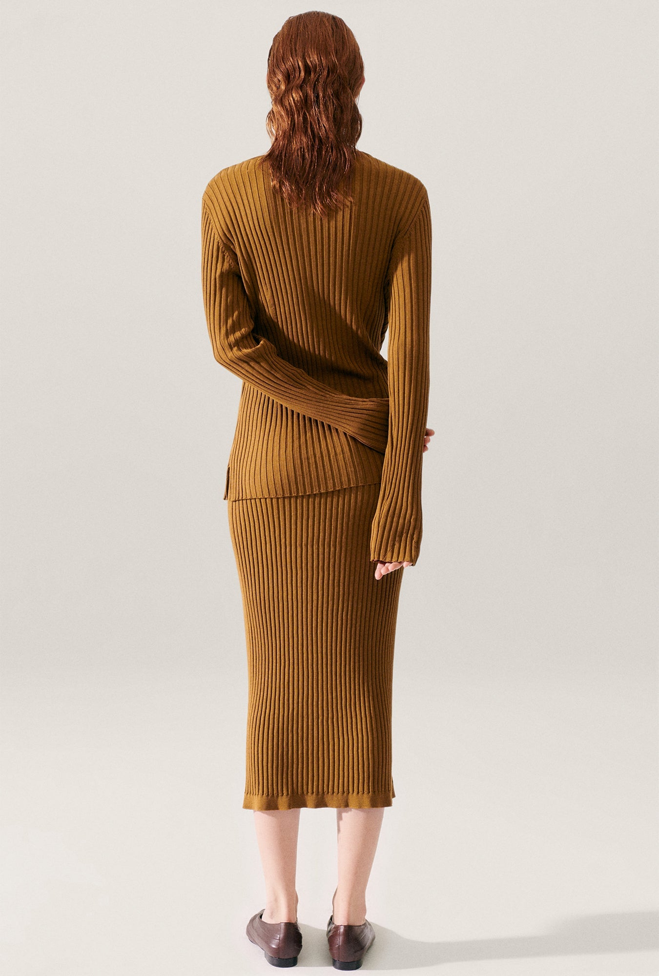 Silk Laundry Ribbed Cardigan (Drought)