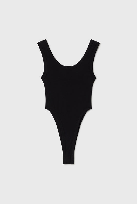 Silk Laundry Cutaway Bodysuit (Black)