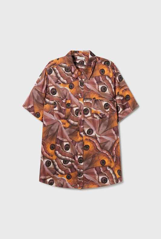 Silk Laundry Short Sleeve Boyfriend Shirt (Wingspan)