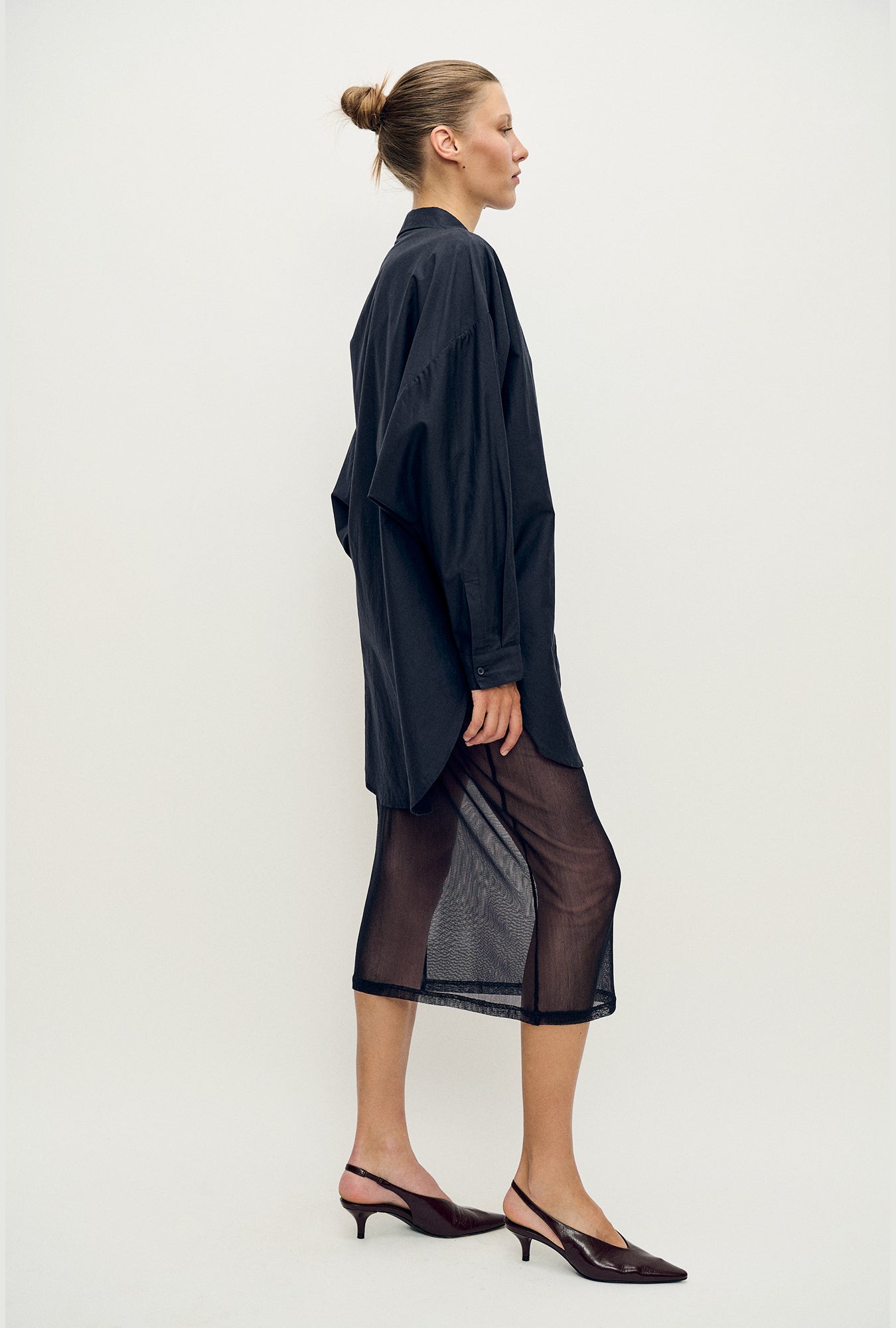 Silk Laundry Mesh Skirt (Black)