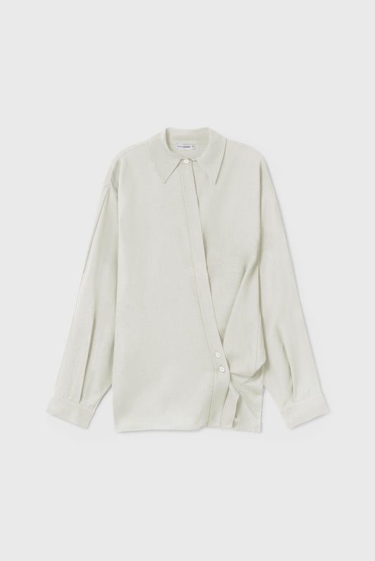 Wool Silk Crossover Shirt (Off-White)