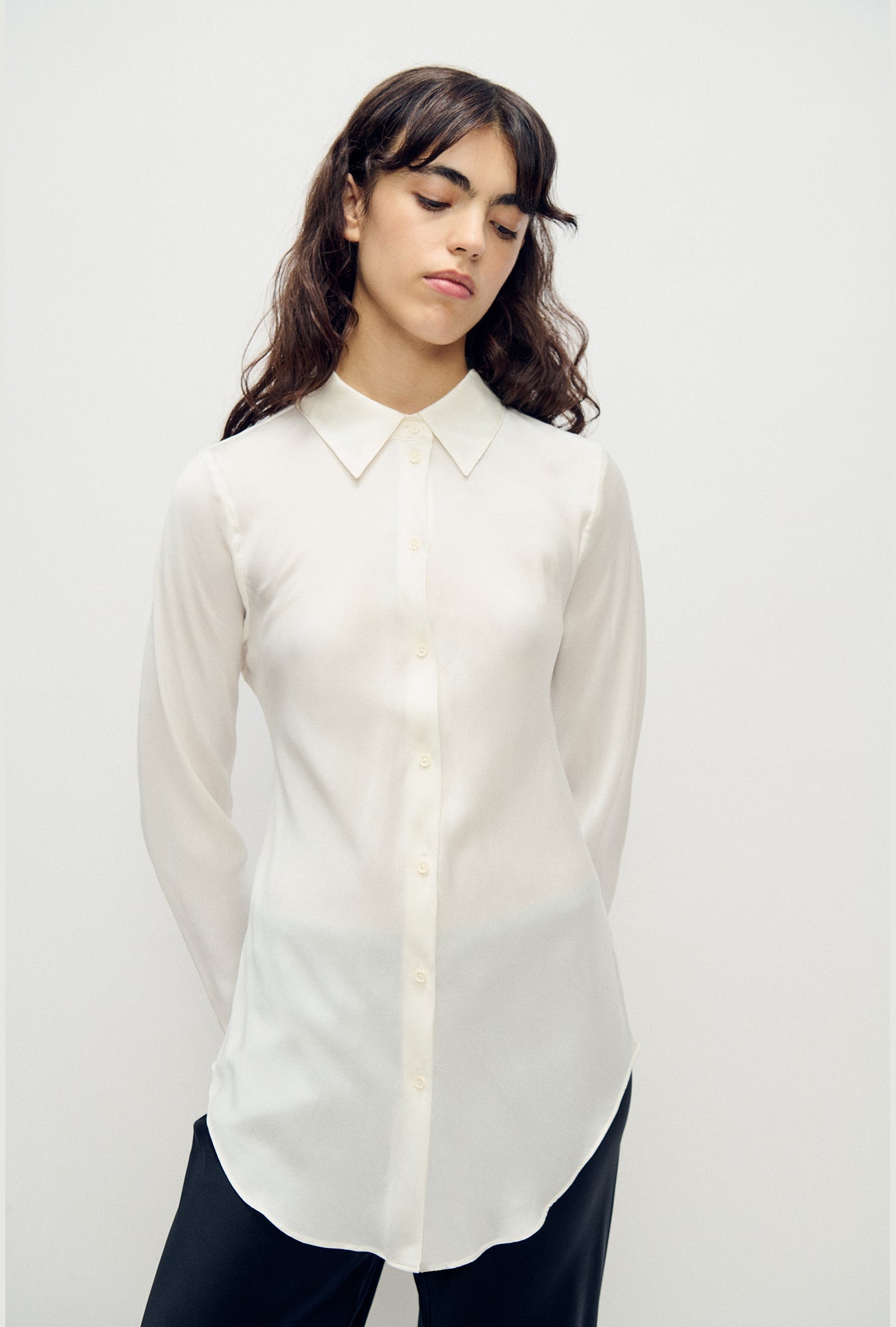 Silk Laundry Bias Cut Shirt (White)