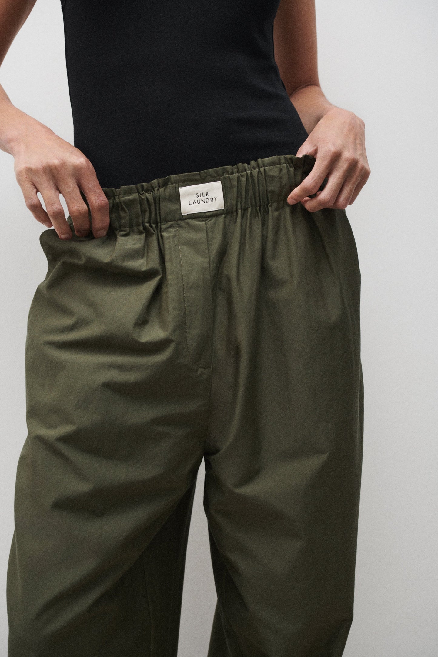 Laundry Cotton Silk Paper Bag Pants (Pine)