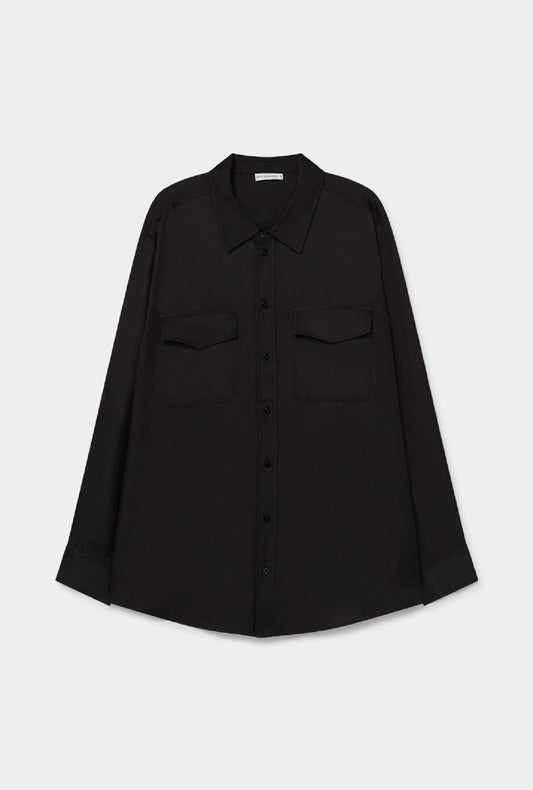 Silk Laundry TWILL BOYFRIEND SHIRT (Black)