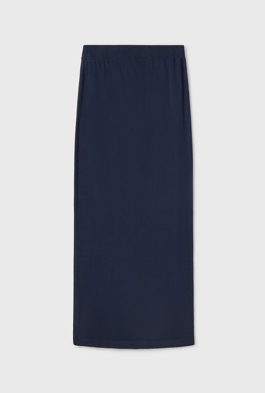 Silk Laundry Knit Straight Skirt (Midnight)