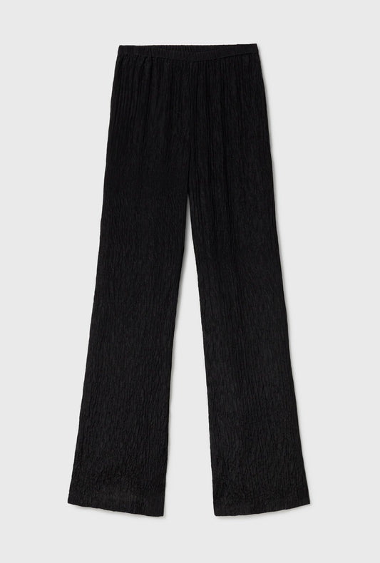 Silk Laundry Crinkle Flare Pants (Black)
