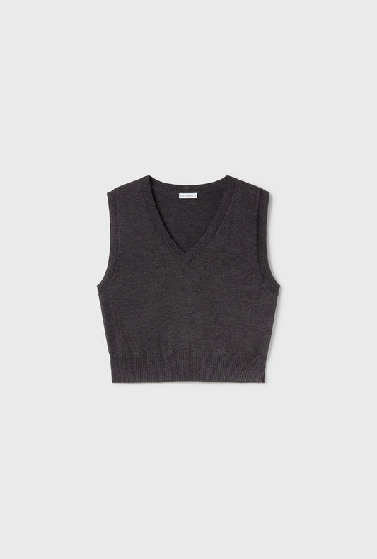 Silk Laundry V-Neck Sweater Vest (Granite Melange)