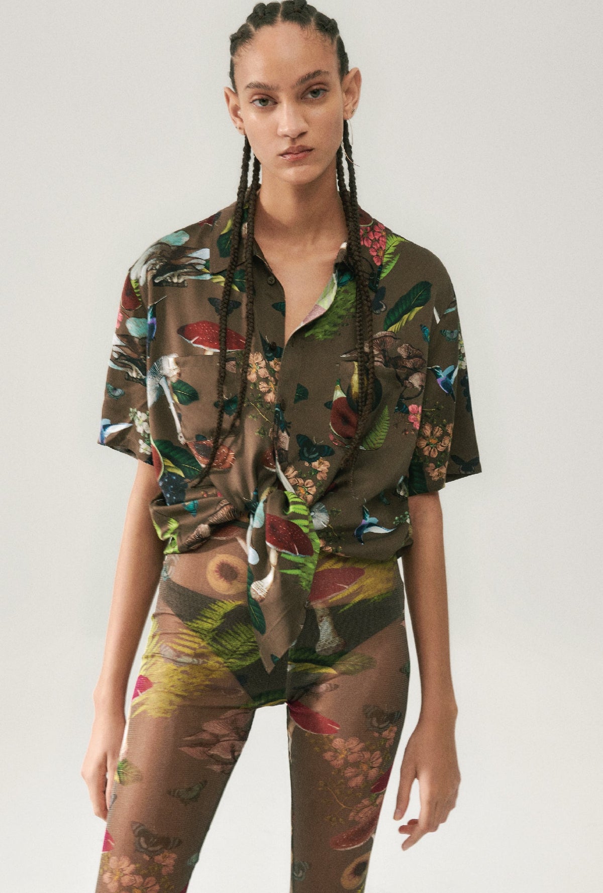 Silk Laundry Mesh Leggings (Magic Mushroom Dark Earth)