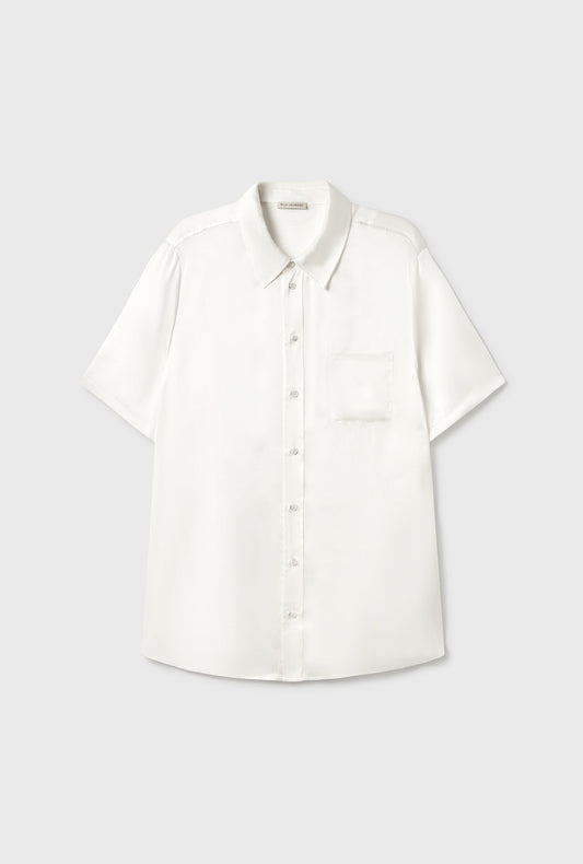 Silk Laundry Short Sleeve Boyfriend Shirt (White)
