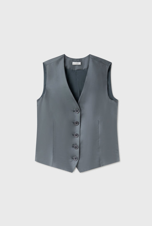 Silk Laundry Twill Vest (Slate)
