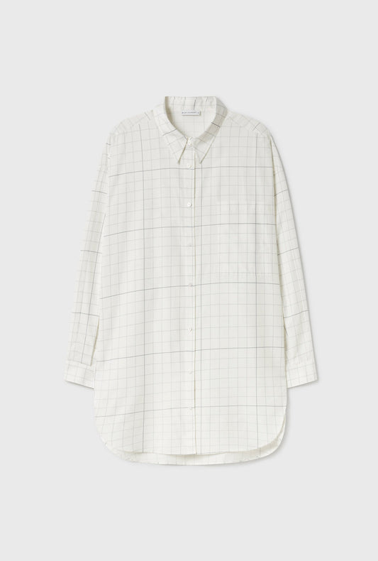 Silk Laundry COTTON SILK ROUND SHIRT (Grid)