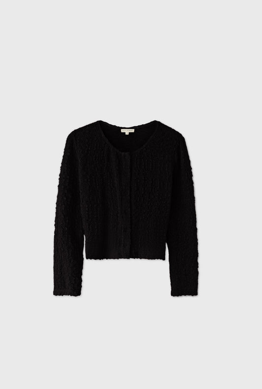 Silk Laundry Pebble Long Sleeve Elena Top (Black)