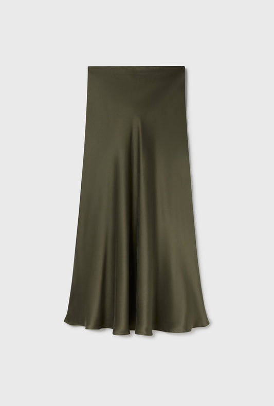 Silk Laundry Long Bias Cut Skirt (Pine)