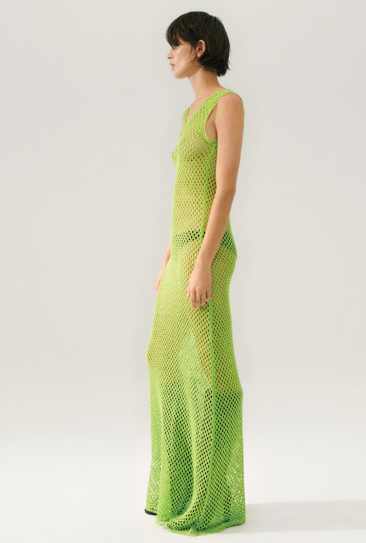Silk Laundry Crochet Scoop Neck Dress (Fern)
