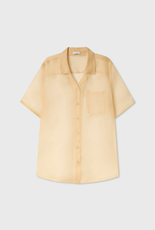 Silk Laundry Organza Camp Shirt (Beige)