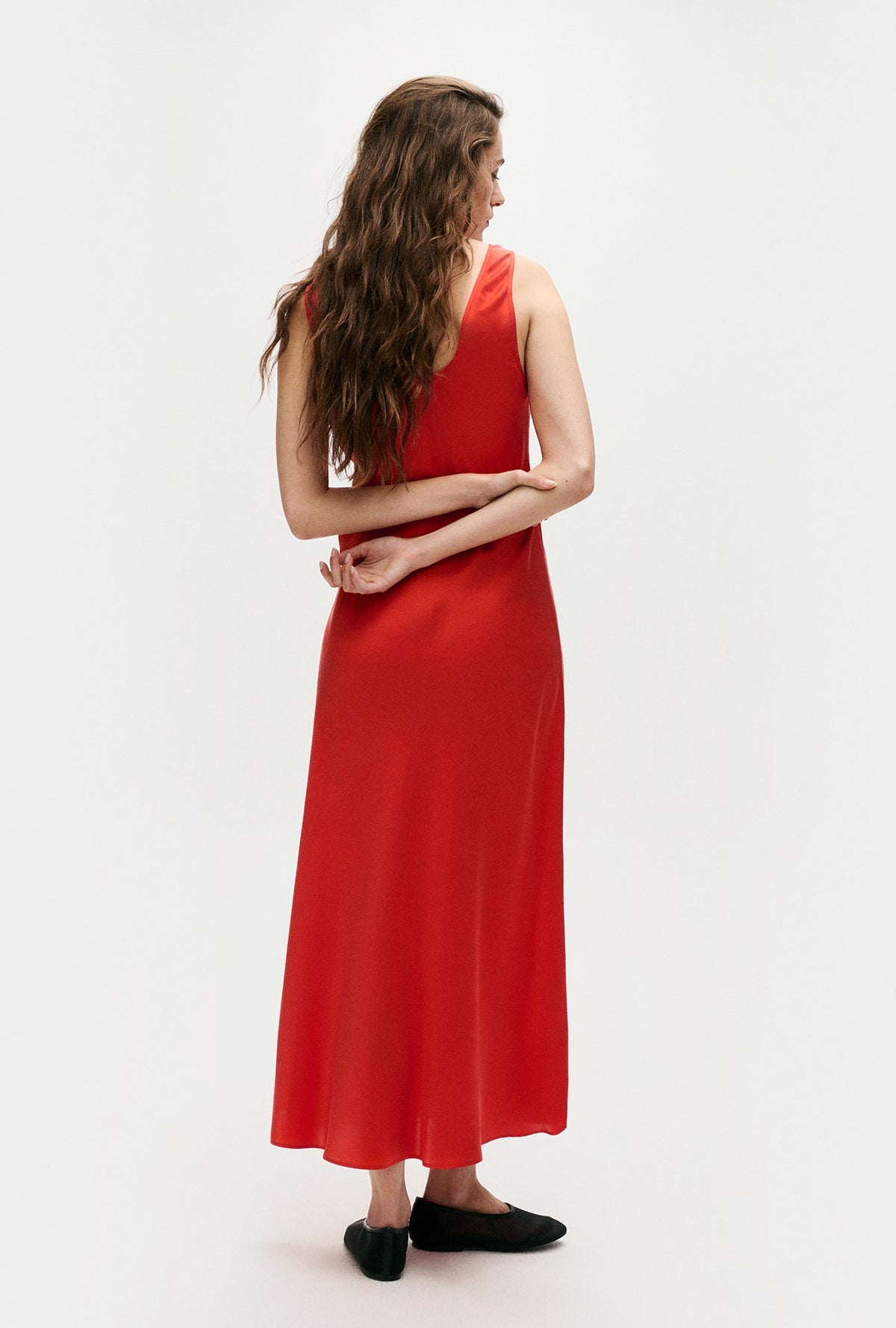 Silk Laundry Scoop Neck Dress (Geranium)