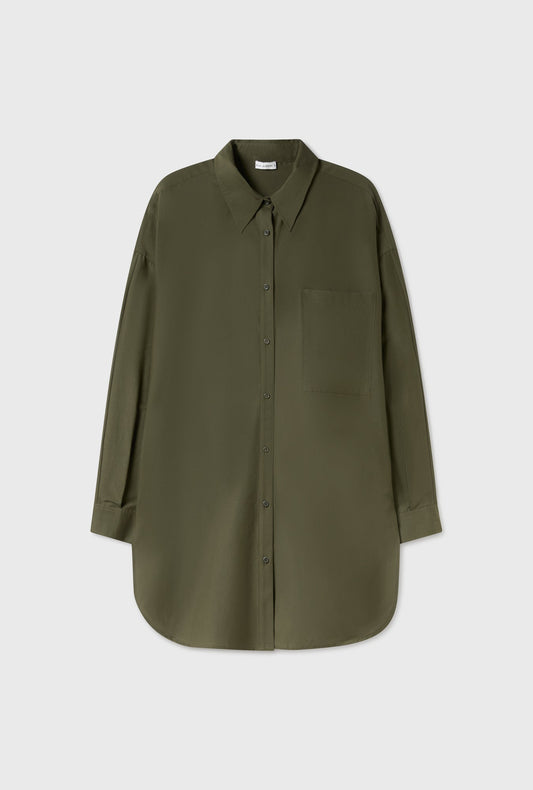 Cotton Silk Round Shirt (Pine)