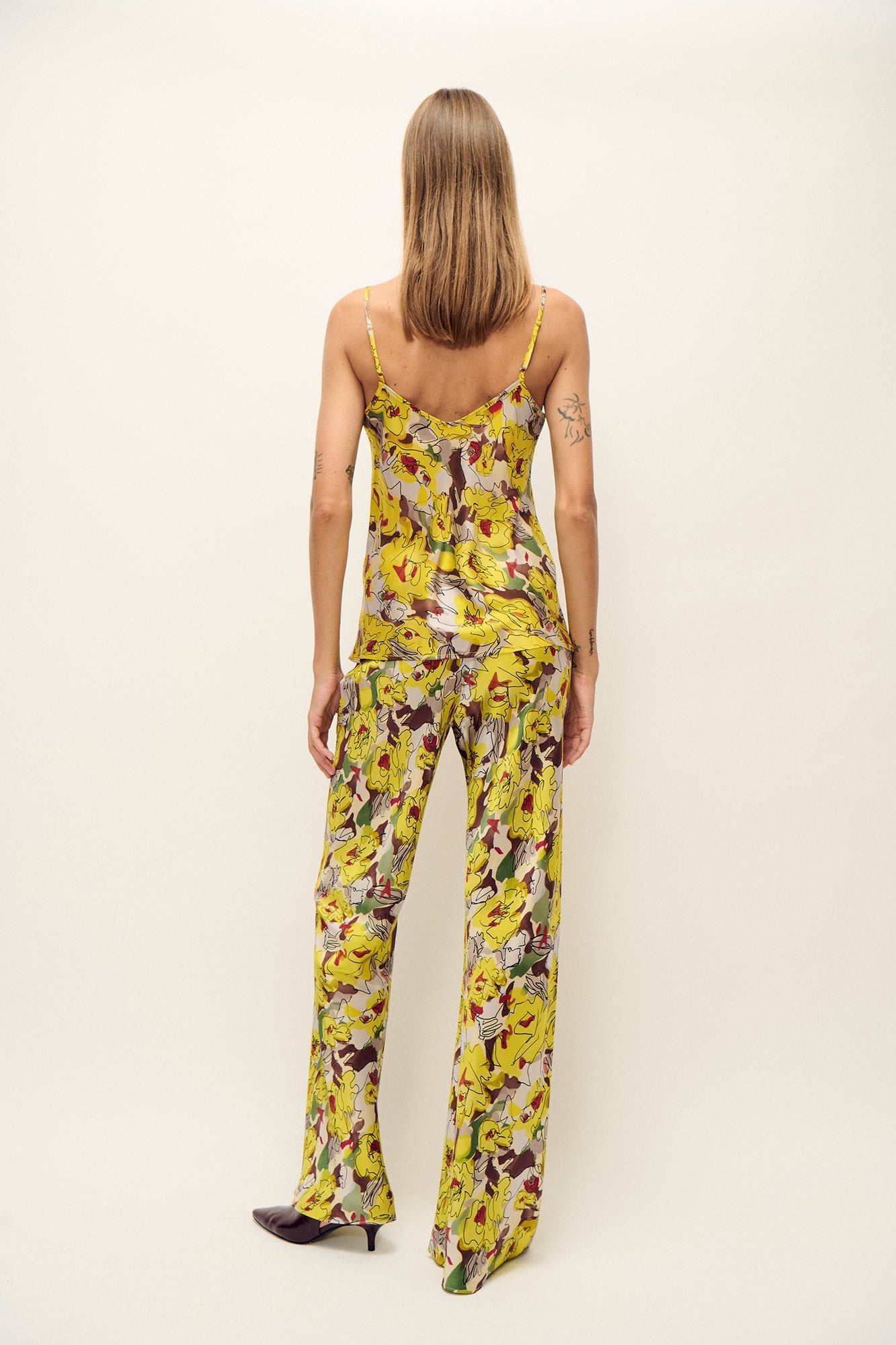 Silk Laundry Bias Cut Pants (Sunflower Floral)