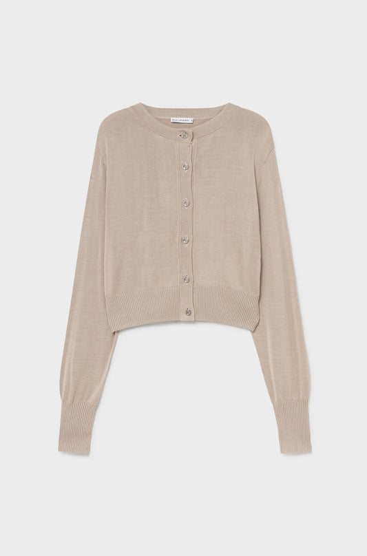 Silk Laundry Cropped Cardigan (Hazelnut)