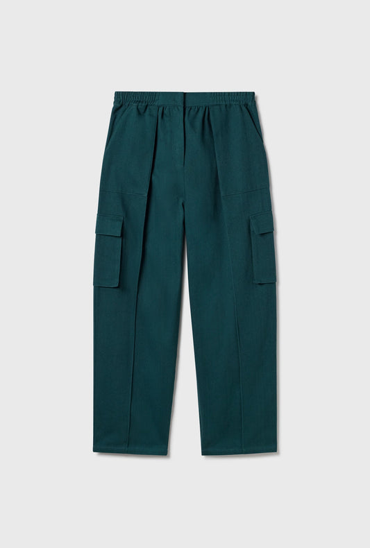 Silk Laundry Canvas Cargo Pants (Teal)