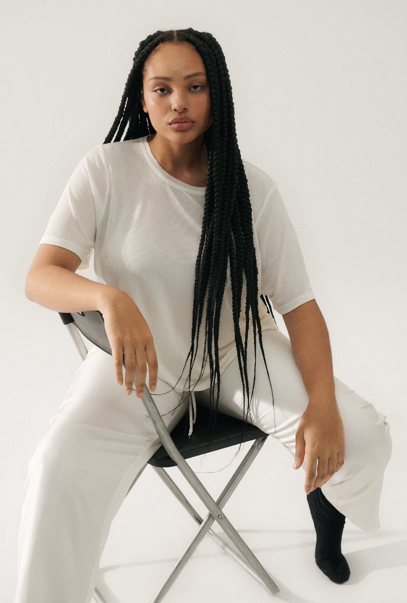 Silk Laundry Ribbed T-Shirt (White)