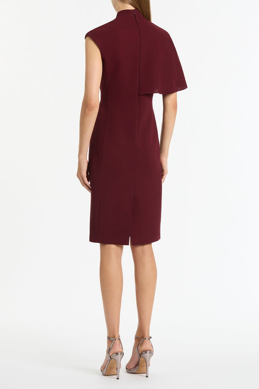 Carla Zampatti Merlot Asymmetric Drape Dress (Red)