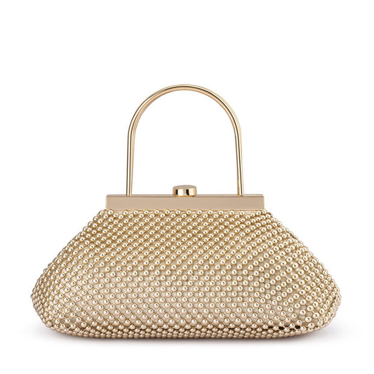 Olga Berg MIMI Ball Mesh Frame Bag (Gold)