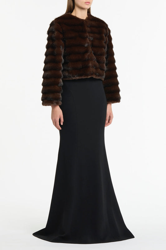 Carla Zampatti Mocha Cropped Fur Jacket (Brown)