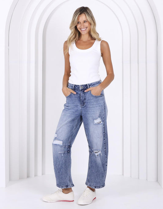 Theo Barrel Jean - (Light Blue)