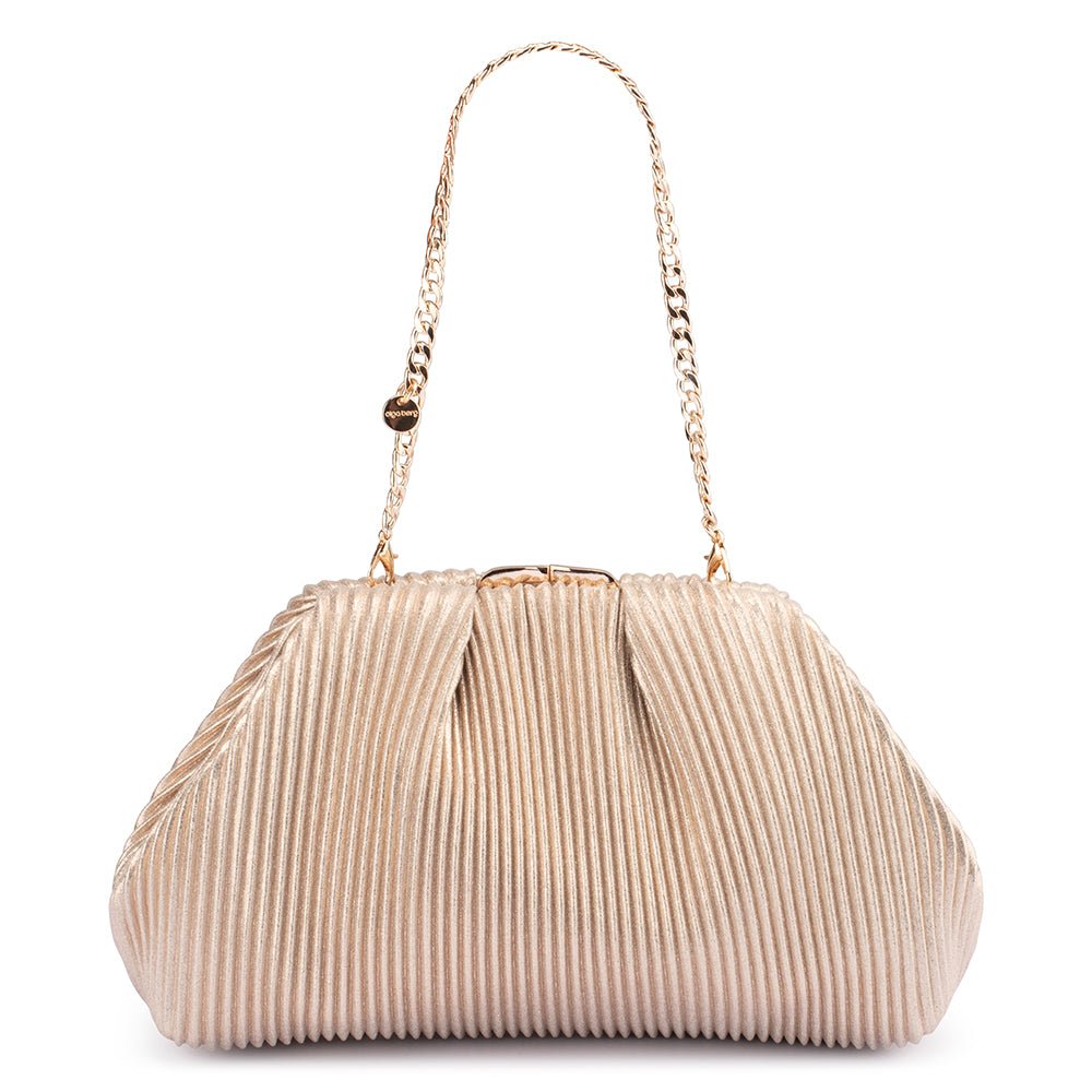 Olga Berg NAOMI Pleated Clutch (Gold)