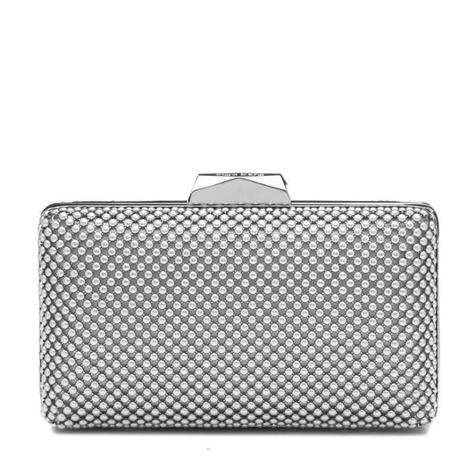 Olga Berg NATASHA Ball Mesh Clutch (Silver)