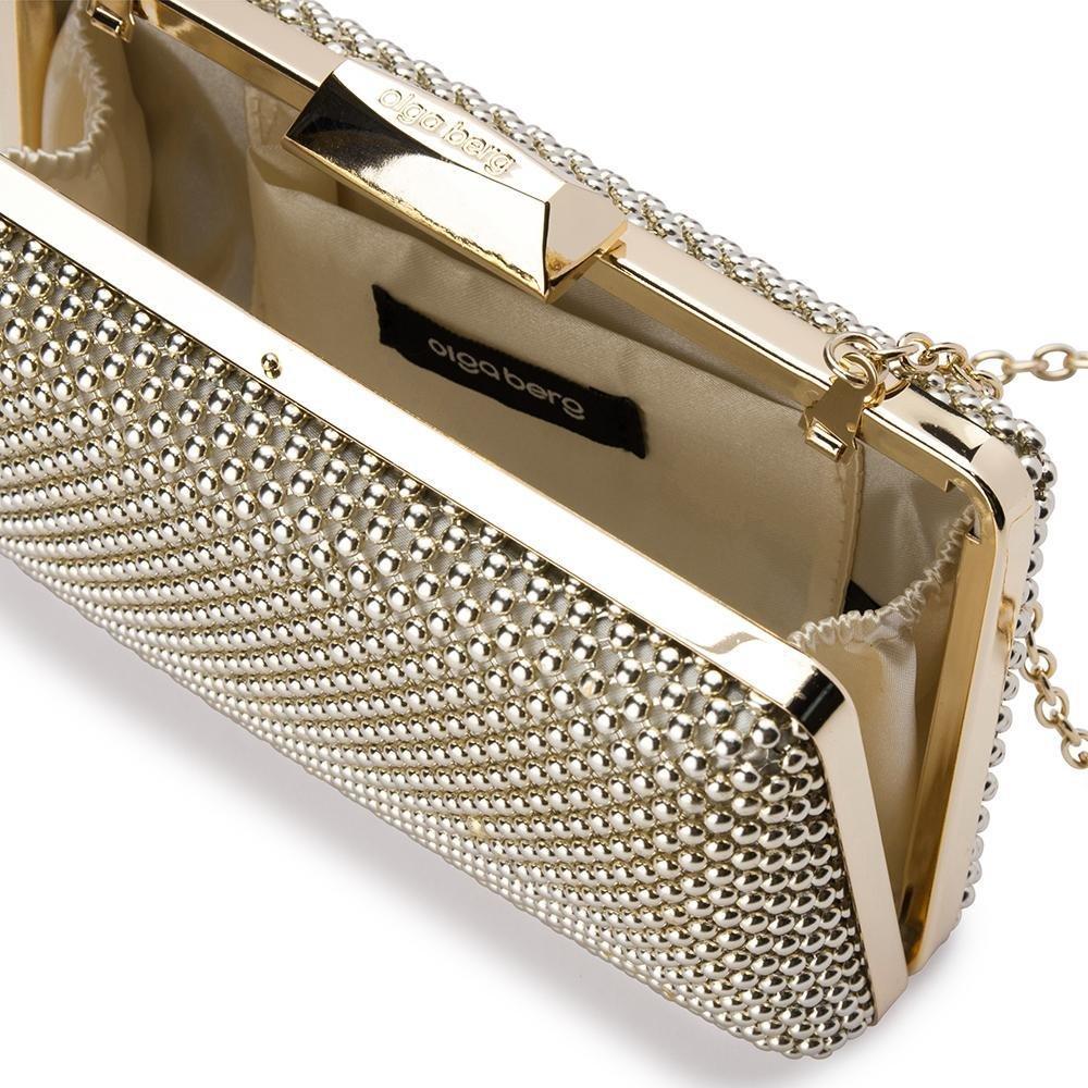 Olga Berg NATASHA Ball Mesh Clutch (Gold)
