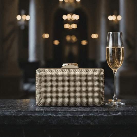 Olga Berg NATASHA Ball Mesh Clutch (Gold)