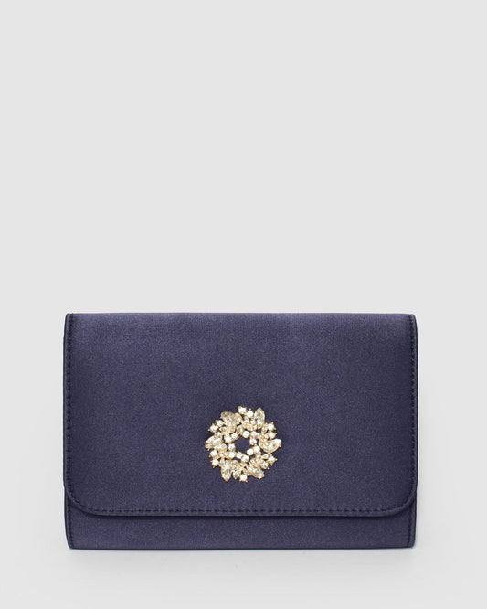 Colette Blue Lulu Crystal Clutch Bag (Navy)