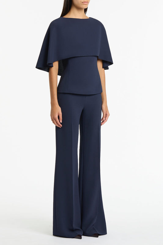 Carla Zampatti Crepe Cape Top (Navy)