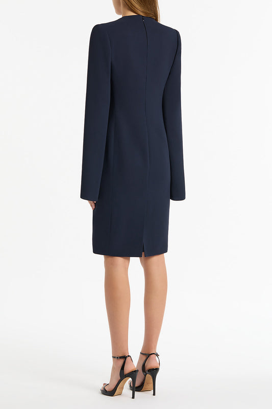 Carla Zampatti Crepe V-Neck Lovero Dress (Navy)